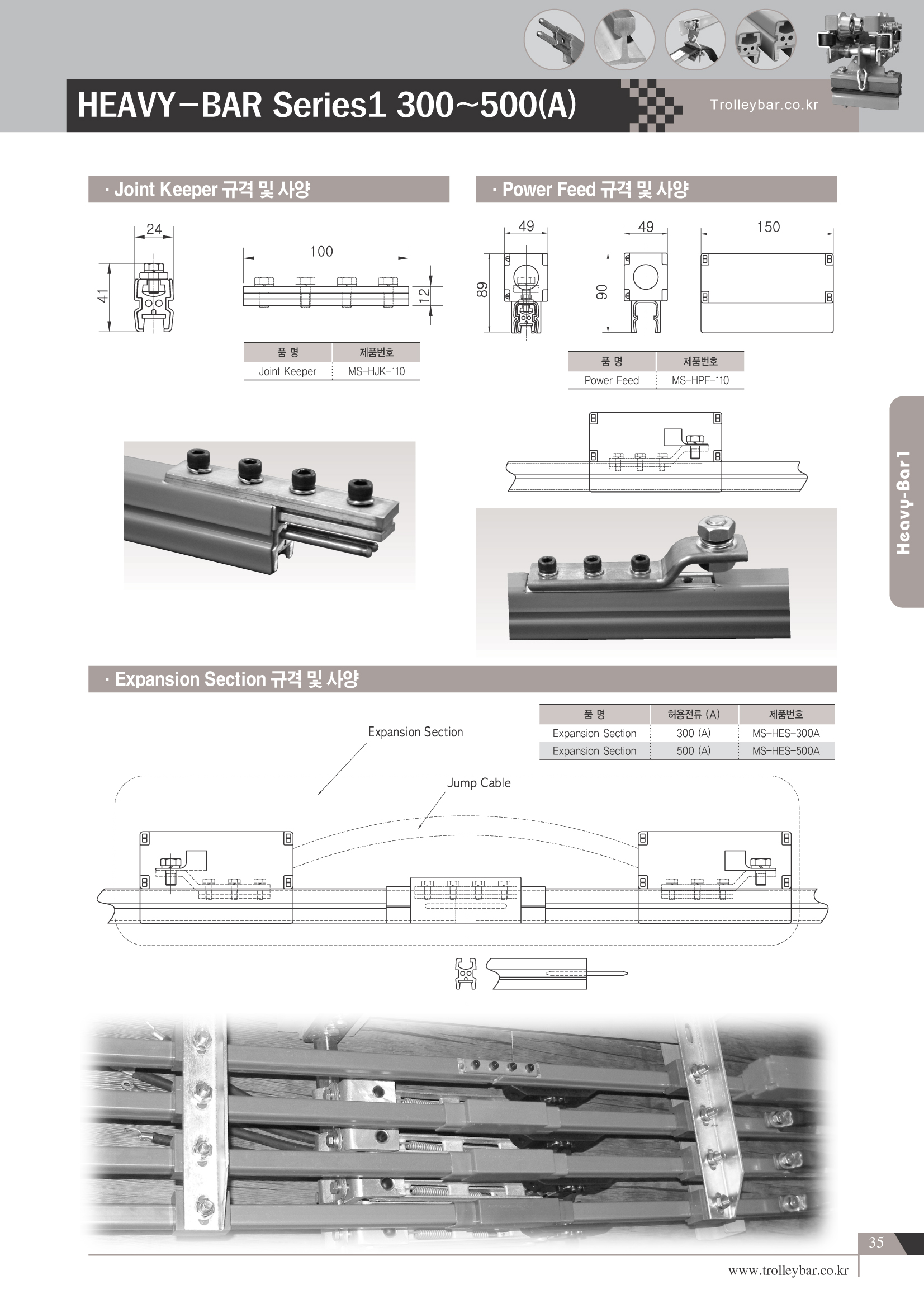 Thiết Bị Cầu Trục MTT Hàn Quốc Ray điện Heavy bar Thiết Bị Cầu Trục MTT Hàn Quốc Ray điện Heavy bar