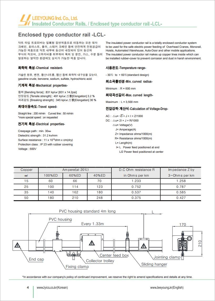 Thiết Bị Cầu Trục MTT Hàn Quốc RAY ĐIỆN HỘP KÍN 4P - CONDUCTOR RAIL (LCL TYPE) Thiết Bị Cầu Trục MTT Hàn Quốc RAY ĐIỆN HỘP KÍN 4P - CONDUCTOR RAIL (LCL TYPE)
