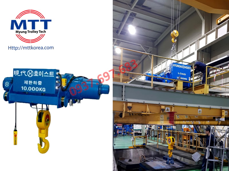 Palang cáp dầm đôi 10 tấn Hyundai