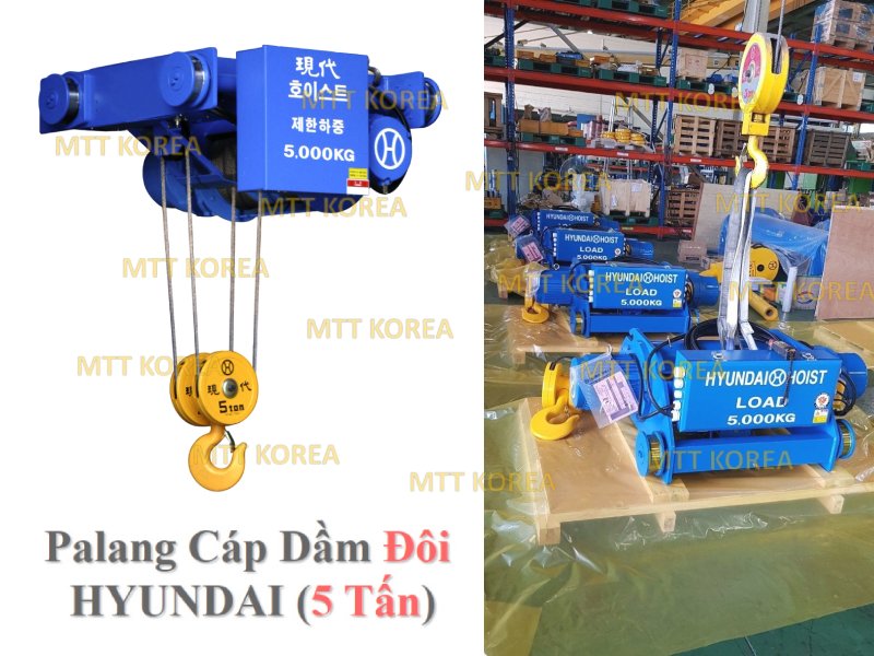 Palang cáp dầm đôi 5 tấn Hyundai