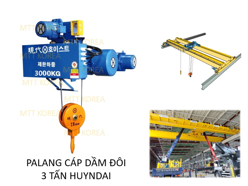 Palang cáp điện dầm đôi 3 tấn