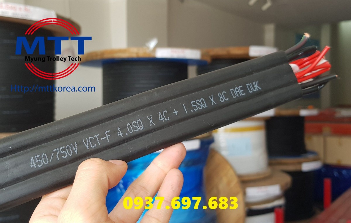 Thiết Bị Cầu Trục MTT Hàn Quốc Dây cáp điện cầu trục 4SQx4C+1.5SQx8C Thiết Bị Cầu Trục MTT Hàn Quốc Dây cáp điện cầu trục 4SQx4C+1.5SQx8C