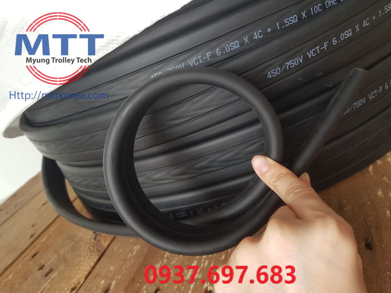 Thiết Bị Cầu Trục MTT Hàn Quốc Cáp dẹt cầu trục 6SQx4C+1.5SQx10C Thiết Bị Cầu Trục MTT Hàn Quốc Cáp dẹt cầu trục 6SQx4C+1.5SQx10C