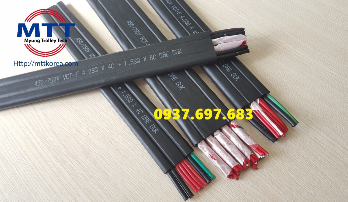 Thiết Bị Cầu Trục MTT Hàn Quốc Dây cáp điện cầu trục 4SQx4C+1.5SQx8C Thiết Bị Cầu Trục MTT Hàn Quốc Dây cáp điện cầu trục 4SQx4C+1.5SQx8C