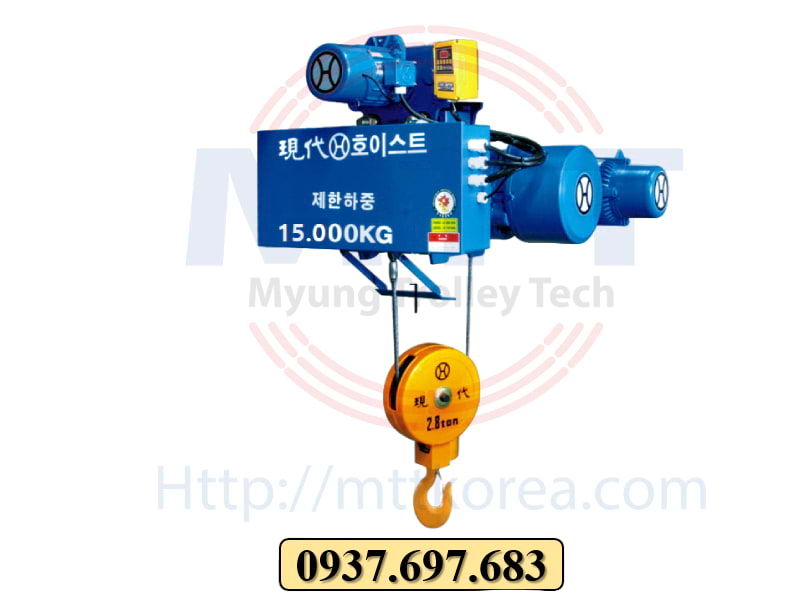 Palang cáp điện 15 tấn Hyundai dầm đơn