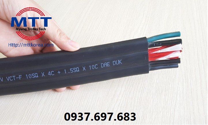 Thiết Bị Cầu Trục MTT Hàn Quốc Cáp dẹt cầu trục 10SQx4C+1.5SQx10C Thiết Bị Cầu Trục MTT Hàn Quốc Cáp dẹt cầu trục 10SQx4C+1.5SQx10C