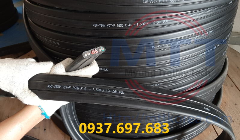 Thiết Bị Cầu Trục MTT Hàn Quốc Cáp điện dẹt cầu trục 16SQx4C+1.5SQx10C 