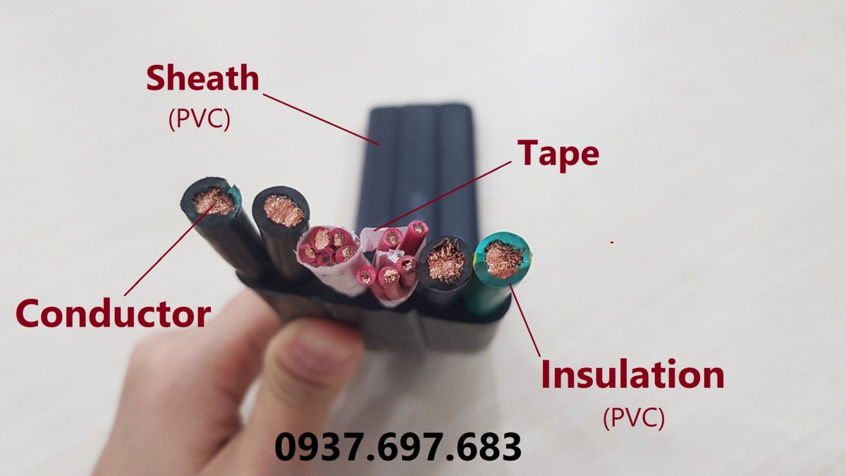 Thiết Bị Cầu Trục MTT Hàn Quốc Cáp dẹt cầu trục 10SQx4C+1.5SQx10C Thiết Bị Cầu Trục MTT Hàn Quốc Cáp dẹt cầu trục 10SQx4C+1.5SQx10C