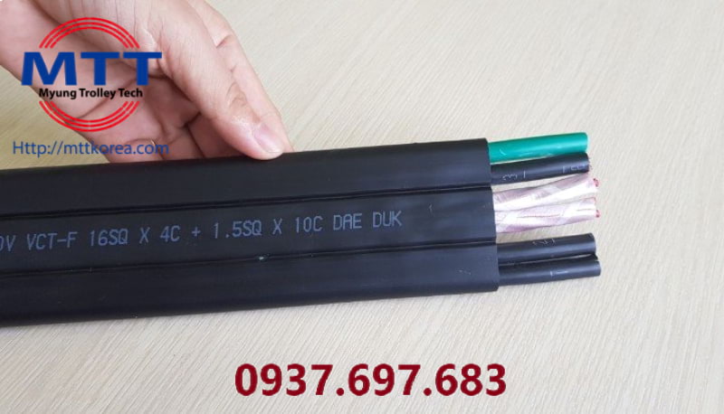 Thiết Bị Cầu Trục MTT Hàn Quốc Cáp điện dẹt cầu trục 16SQx4C+1.5SQx10C 