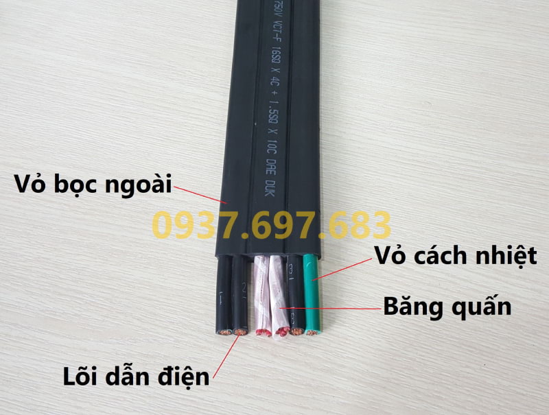 Thiết Bị Cầu Trục MTT Hàn Quốc Cáp điện dẹt cầu trục 16SQx4C+1.5SQx10C 