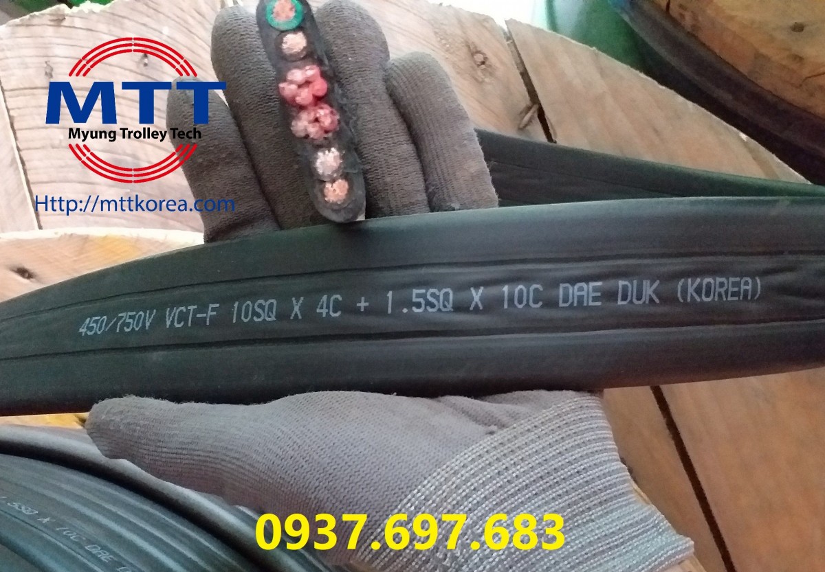 Thiết Bị Cầu Trục MTT Hàn Quốc Cáp dẹt cầu trục 10SQx4C+1.5SQx10C Thiết Bị Cầu Trục MTT Hàn Quốc Cáp dẹt cầu trục 10SQx4C+1.5SQx10C