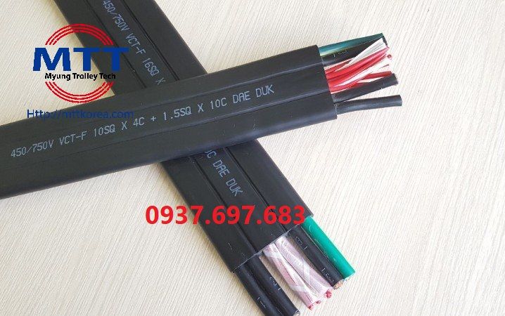 Thiết Bị Cầu Trục MTT Hàn Quốc Cáp dẹt cầu trục 10SQx4C+1.5SQx10C Thiết Bị Cầu Trục MTT Hàn Quốc Cáp dẹt cầu trục 10SQx4C+1.5SQx10C