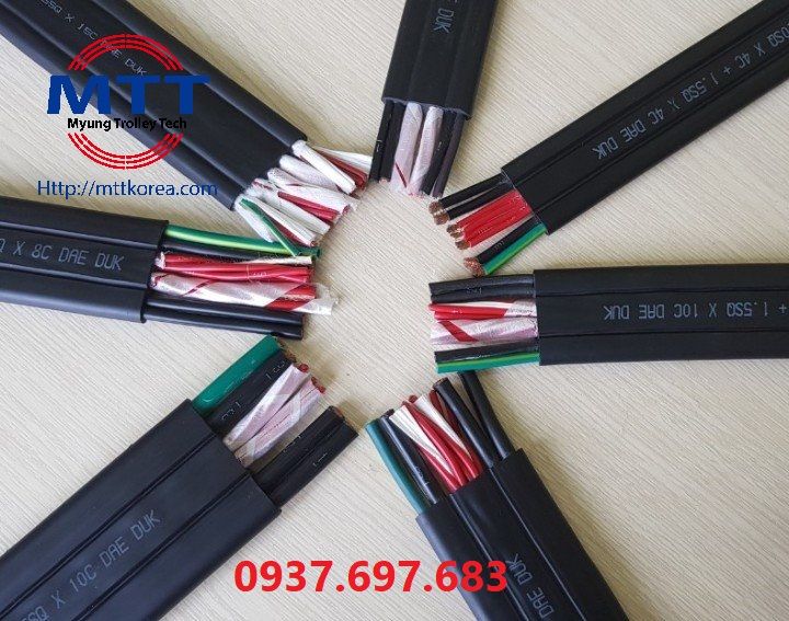 Thiết Bị Cầu Trục MTT Hàn Quốc Cáp dẹt cầu trục 10SQx4C+1.5SQx10C Thiết Bị Cầu Trục MTT Hàn Quốc Cáp dẹt cầu trục 10SQx4C+1.5SQx10C