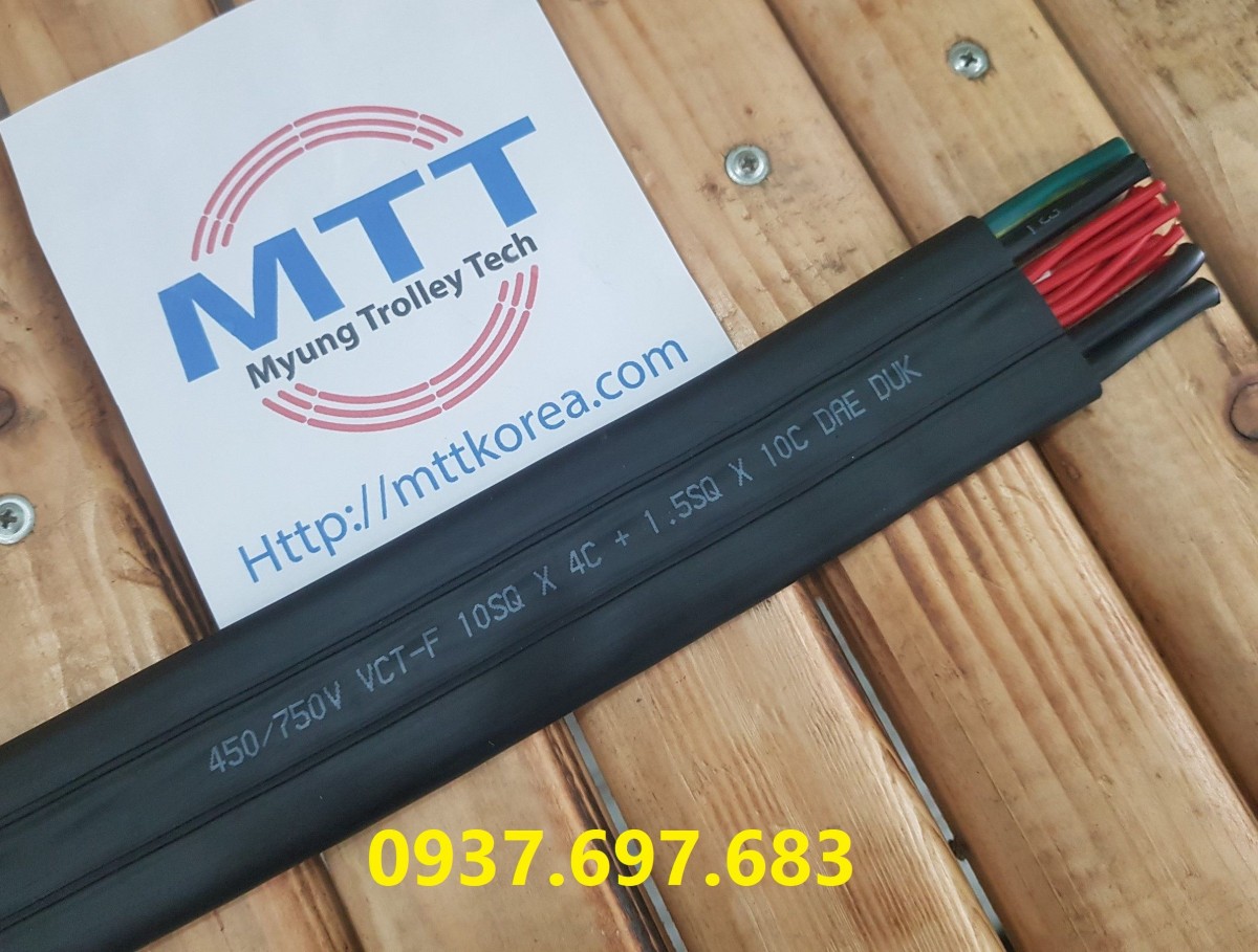 Thiết Bị Cầu Trục MTT Hàn Quốc Cáp dẹt cầu trục 10SQx4C+1.5SQx10C Thiết Bị Cầu Trục MTT Hàn Quốc Cáp dẹt cầu trục 10SQx4C+1.5SQx10C