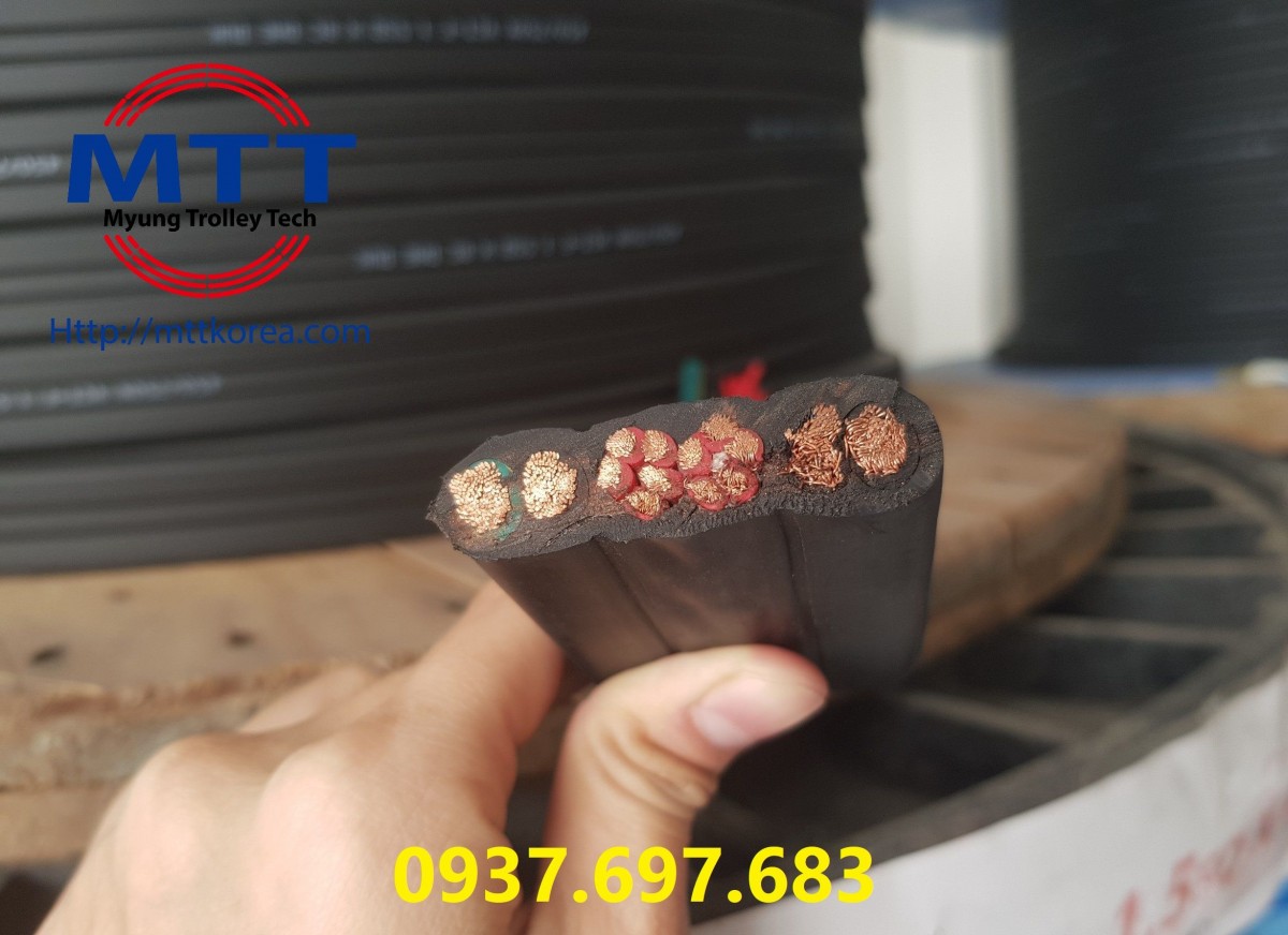 Thiết Bị Cầu Trục MTT Hàn Quốc Cáp dẹt cầu trục 10SQx4C+1.5SQx10C Thiết Bị Cầu Trục MTT Hàn Quốc Cáp dẹt cầu trục 10SQx4C+1.5SQx10C