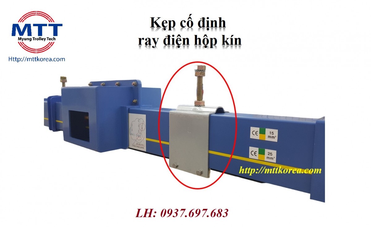 Thiết Bị Cầu Trục MTT Hàn Quốc Kẹp cố định ray điện hộp kín Thiết Bị Cầu Trục MTT Hàn Quốc Kẹp cố định ray điện hộp kín