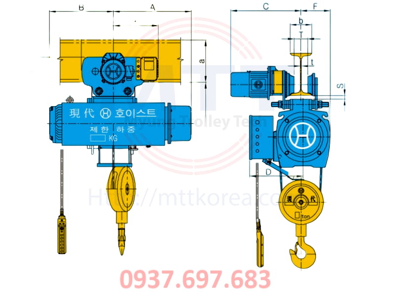 Thiết Bị Cầu Trục MTT Hàn Quốc Palang cáp dầm đơn 5 tấn Hyundai Thiết Bị Cầu Trục MTT Hàn Quốc Palang cáp dầm đơn 5 tấn Hyundai