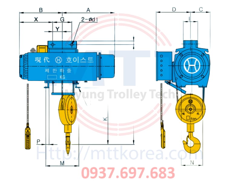 Thiết Bị Cầu Trục MTT Hàn Quốc Palang cáp dầm đơn 5 tấn Hyundai Thiết Bị Cầu Trục MTT Hàn Quốc Palang cáp dầm đơn 5 tấn Hyundai