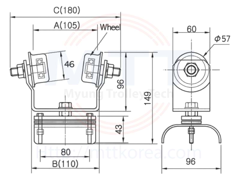 Thiết Bị Cầu Trục MTT Hàn Quốc Con lăn cáp chạy dầm I-100 Thiết Bị Cầu Trục MTT Hàn Quốc Con lăn cáp chạy dầm I-100