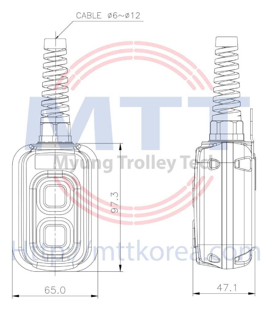 Thiết Bị Cầu Trục MTT Hàn Quốc Tay bấm điều khiển L02A-KM loại 2 nút Thiết Bị Cầu Trục MTT Hàn Quốc Tay bấm điều khiển L02A-KM loại 2 nút