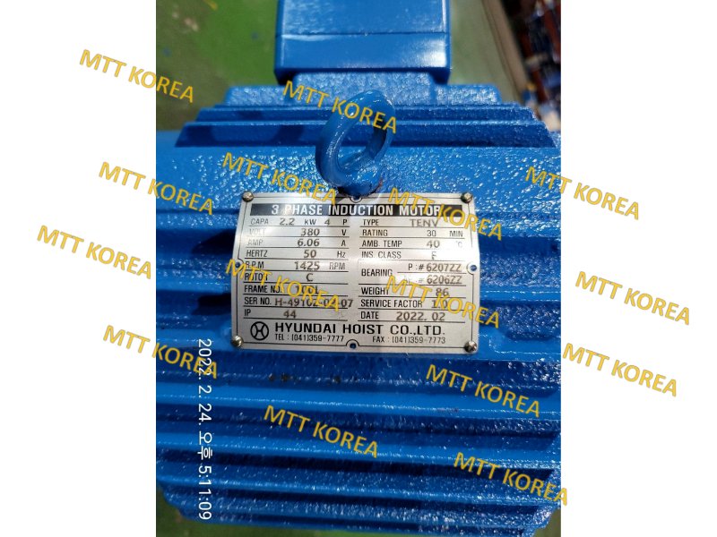 Thiết Bị Cầu Trục MTT Hàn Quốc Motor dầm biên 2.2kw x 4P Thiết Bị Cầu Trục MTT Hàn Quốc Motor dầm biên 2.2kw x 4P