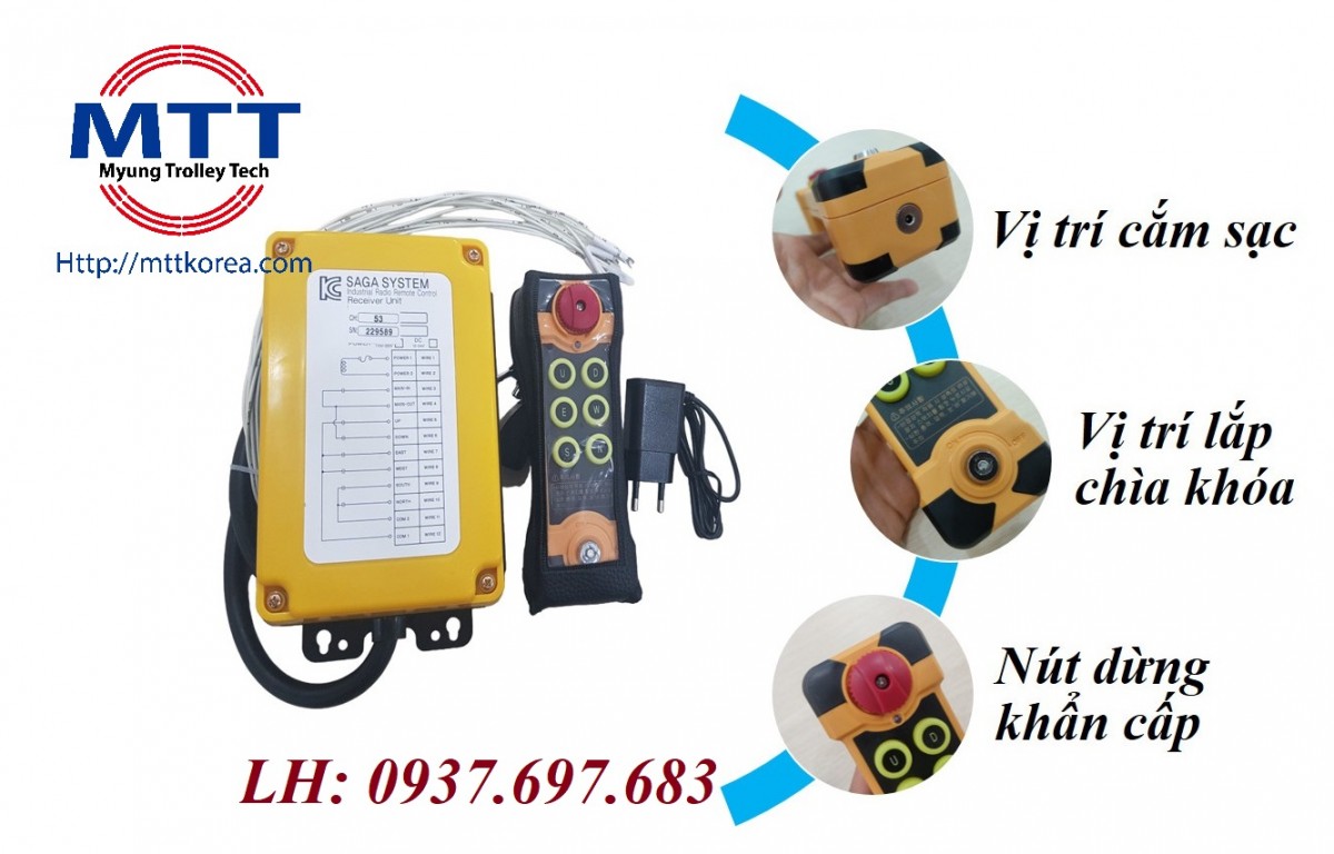 Thiết Bị Cầu Trục MTT Hàn Quốc Bộ điều khiển từ xa SAGA-600N 