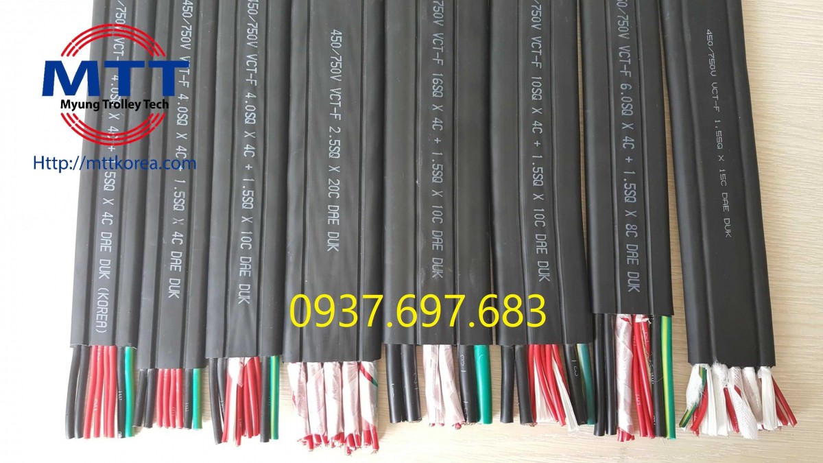 Thiết Bị Cầu Trục MTT Hàn Quốc Dây cáp điện dẹt 1.5SQx20C cầu trục 