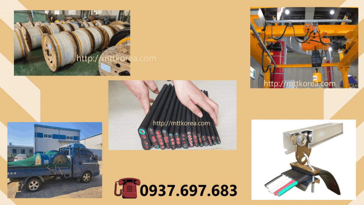 Thiết Bị Cầu Trục MTT Hàn Quốc Dây cáp điện dẹt 1.5SQx20C cầu trục 